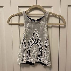 White and Black Lace Top